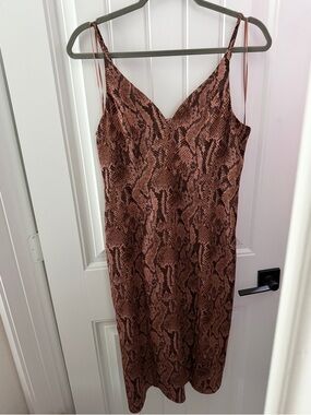 Express Brown Snake-Print Midi Dress